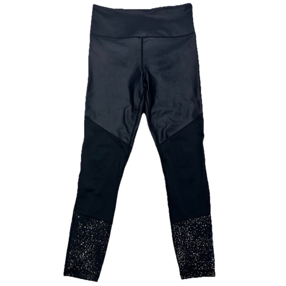 ZYIA Active Leggings Size 6 8 Speckled Black Metallic Hi Rise 24" Inseam